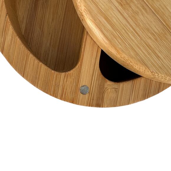 Totally Bamboo Salt & Pepper Double Bowl Storage Box Keeper Magnetic Swivel Top - Picture 2 of 16